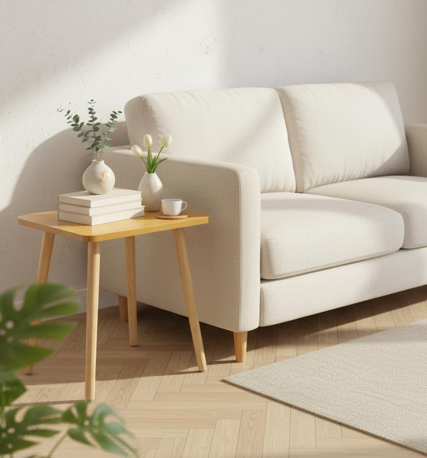 FORAOFUR Side Table, Modern Small End Table, Wood Nightstand for Living Room, Bedroom and Balcony, Rectangular Accent Table Home Decor, Easy Assembly, Natural | Natural wood, modern rectangular, fits living/bedroom/balcony, compact, versatile, sturdy nigh