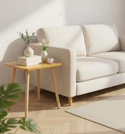 FORAOFUR Side Table, Modern Small End Table, Wood Nightstand for Living Room, Bedroom and Balcony, Rectangular Accent Table Home Decor, Easy Assembly, Natural | Natural wood, modern rectangular, fits living/bedroom/balcony, compact, versatile, sturdy nigh