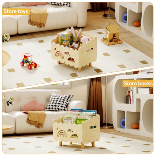 Wood Kids Bookshelf, Montessori Bookshelf, With 2 Adjustable Dividers, Suitable Kids Rooms, Nursery & Classroom, Kids Bookshelf And Toy Storage, Toddler Book Rack, Nursery Book Shelves, Kids Bookcase - color: Wood Color(stationary)