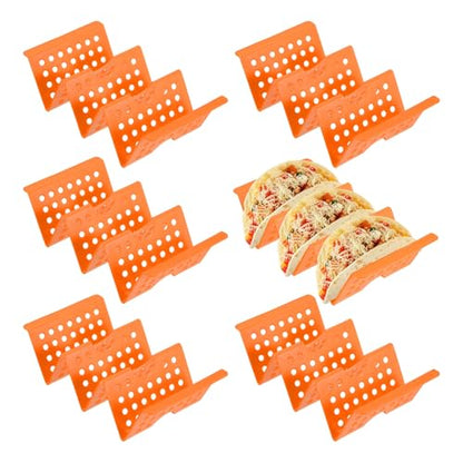 uxcell 6 Pcs Taco Holder Stands, Plastics Hollow Holder Can Hold 3 Soft/Hard Taco Street Tray Plates for Party Supplies Dishwasher and Microwave Safe, Orange - color: Orange