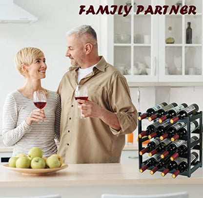 Bamboo Wine Rack, Sturdy and Durable Wine Storage Cabinet Shelf, Wine Racks Countertop for Pantry - 4 Tiers 16 Bottle Wine Rack Black - color: 4 Tier Black