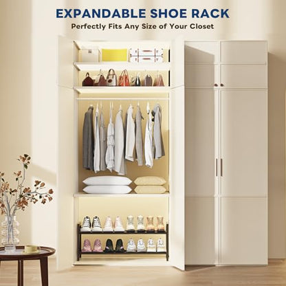 Mavivegue Expandable Shoe Rack, 2-Tier Adjustable Shoe Organizer, Shoe Shelf for Closet, Entryway, Front Door - size: 2 Tier,19-33"