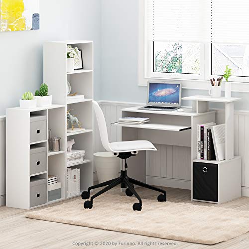 Furinno LUDER Book Shelf, 5-Tier Bookshelf, Bookcase with Open Shelves, 9.4 x 15.8 x 52, Easy Assembly, for Living Room, Bedroom, Home Office, White - color: White, size: 5-Tier