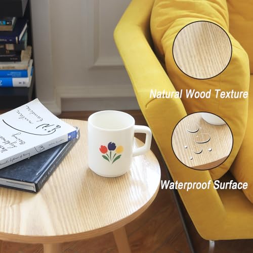 AWASEN Side Table Round, Small Accent Table Nightstand Modern End Table for Living Room Bedroom Office Small Spaces, 15.7''Dia x 19.69''H(Natural Walnut) - color: Natural Walnut