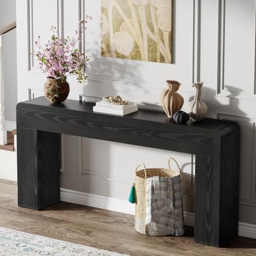 Tribesigns 70.9-Inch Extra Long Console Table, Rustic Wooden Sofa Table Behind Couch, Farmhouse Entryway Console for Living Room, Entryway, Hallway, Foyer (Black) - color: Black