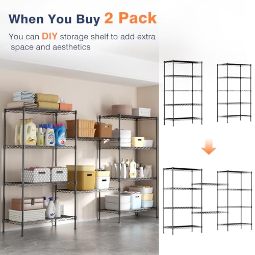 5-Tier Heavy Duty Wire Shelving Unit,35.4" Wx18 Dx71 H,Wire Shelf Racks with Wheels,Height Adjustable Storage Metal Shelves for Kitchen,Garage,Office,Living Room,Pantry,Black - size: 5-Tier,35"x18"x71"(WxDxH)