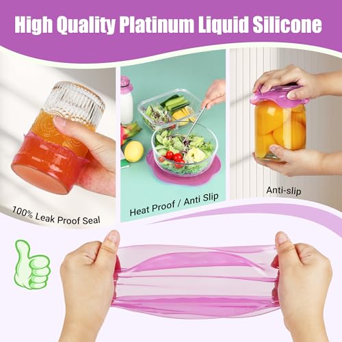 Silicone Stretch Lids for Food Storage in Fridge, Reusable Elastic Bowl Covers for Cup, Cans, Jars, Round & Rectangle Container, Food Grade Silicone Microwave Food Cover, Purple, 6PCS - color: 6 Pcs Purple