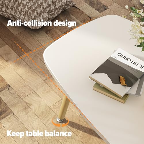 WOHOMO Folding Coffee Table 39.3'' White Coffee Tables for Living Room Portable Simple Modern Rectangular Center Table for Small Spaces, No Assembly, White - color: White-htp