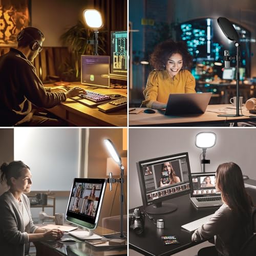 Zoom Lighting for Computer, Adjustable Desk Lighting for Video Calls, 30 Light Modes Video Conference Light, Desk Ring Light with Stand for Webcam, Meetings, Live Stream, Home Office. CRI 97.8 - color: Black-1 pack