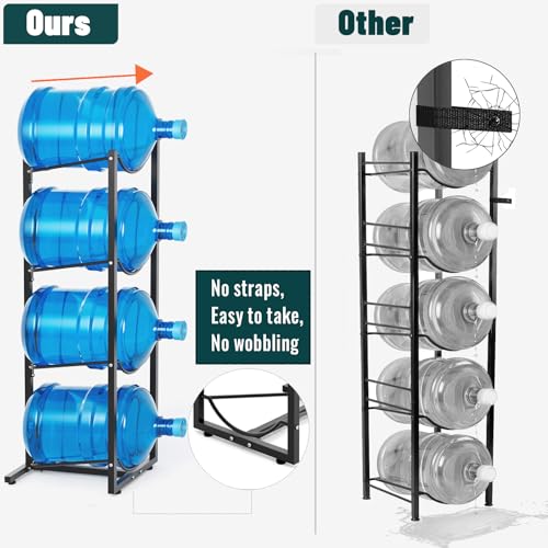 MYLOLF 5 Gallon Water Jug Holder : 4 Tier Water Jug Stand Holder for 5 Gallon Water Dispenser- 5 Gal Water Bottle Storage Rack Organizer for Home Kitchen Garage (4 Tier) - size: 4 Tier