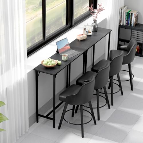 VINGLI 43 Inch Bar Table, Rectangular Counter Height Home Pub Table, Black | High Top, Multi-Scene Use for Kitchen Dining Living Room Sofa Entryway, Wooden Tabletop & Metal Base, Easy to Install - color: Black, size: 43"L