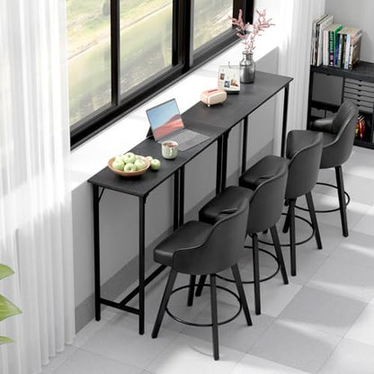 VINGLI 43 Inch Bar Table, Rectangular Counter Height Home Pub Table, Black | High Top, Multi-Scene Use for Kitchen Dining Living Room Sofa Entryway, Wooden Tabletop & Metal Base, Easy to Install - color: Black, size: 43"L