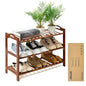 3 Tier Bamboo Shoe Rack, Shoe Shelf Shoes Rack Shoe Organizer for Closet, Entryway, Bedroom, Living Room, Front Door, Studio, Bathroom