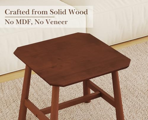 CIMOTA Solid Wood Side Table Modern Small Square End Table for Living Room Farmhouse Narrow Nightstand for Small Spaces/Bedroom/Office, Walnut Finish - color: Walnut