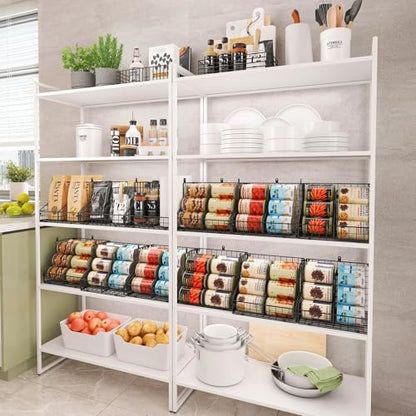 JKsmart 4 Pack Stackable Can Organizer for Pantry with Adjustable Dividers, Soda Can Organizer, Can Storage Dispenser Holds up to 56 Cans, Metal Wire Baskets Can Holder for Kitchen Cabinet Pantry - size: S-(4 pack)
