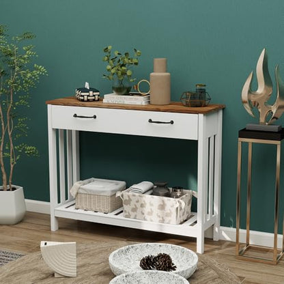 TaoHFE Farmhouse Narrow Console Table Modern Wooden,Living Room Tables Narrow Side Tables for Entryway,Entry Table with Storage Hallway SideTable with Drawers - color: Oak