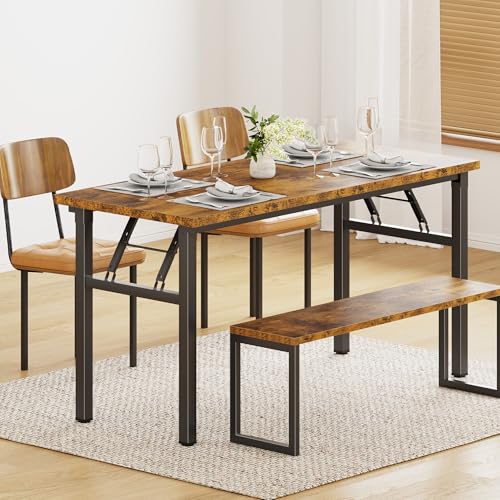 Need Office Computer Desk - 54.3L Sturdy and Heavy Duty Folding Laptop Table,Writing Table/Home Office Desk/Sewing Table,No Assembly Required (Rustic Brown & Black Frame) - color: Rustic Brown & Black Frame, size: 54.3inch