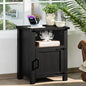 Joaxswe Night Stand, 18 Inch Farmhouse Nightstand with with Charging Station and USB Port, Rustic Couch End Table with Magnetic Door, Wood Bed Side Tables for Bedroom, Home, Black - color: Black