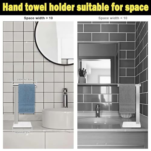 Stainless Steel L-Shaped Hand Towel Holder, SUS304 Bathroom Towel Rack with Thickened Base for Countertop Vanity (Chrome, Square Base) - color: Chrome