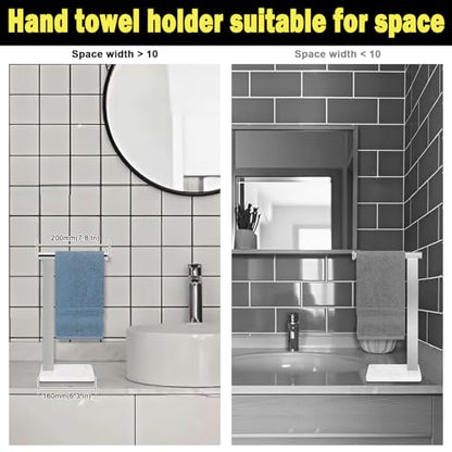 Stainless Steel L-Shaped Hand Towel Holder, SUS304 Bathroom Towel Rack with Thickened Base for Countertop Vanity (Chrome, Square Base) - color: Chrome