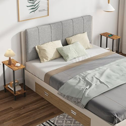 TUTOTAK Small Side Table, Narrow End Table, Skinny Sofa Table, Slim Nightstand, Couch Table, Living Room, Bed Room, Brown TB01BB062 - color: Brown, size: 2-Tier（7.9"D x 15.8"W x 22.5"H）