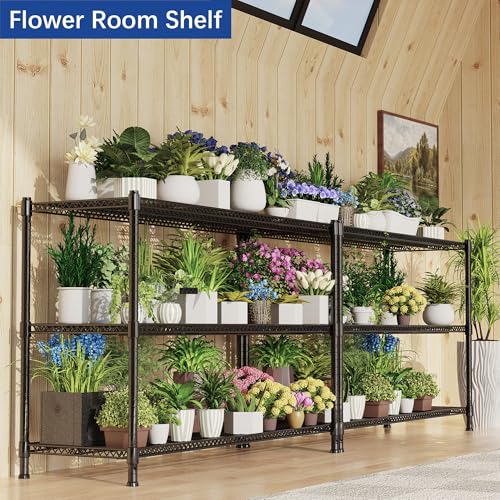 REGILLER 3-Wire Shelf Adjustable Heavy Duty Storage Shelves,Metal Organizer Wire Rack for Laundry Bathroom Kitchen Pantry Closet Garage Shelving(Black,24" Dx59.6 Wx47.6 H) - size: 3tier 24"D x 59.6"W x 47.6"H