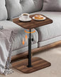 TV Tray Table with Adjustable Height & 360° Swivel Top, Walnut | End Table with Rounded Corners,Side Table for Eating, Living Room, Small Spaces