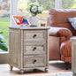 RWYHG 18" Night Stand with Charger Station, Nightstand with 3 Drawers | Farmhouse Modern Bedside Table, Metal Handle, Roman Column Legs, Grey Bed Side End Tables for Bedroom Living Room - color: Gray Oak, size: 18"D x 18"W x 24"H (3 Drawers)