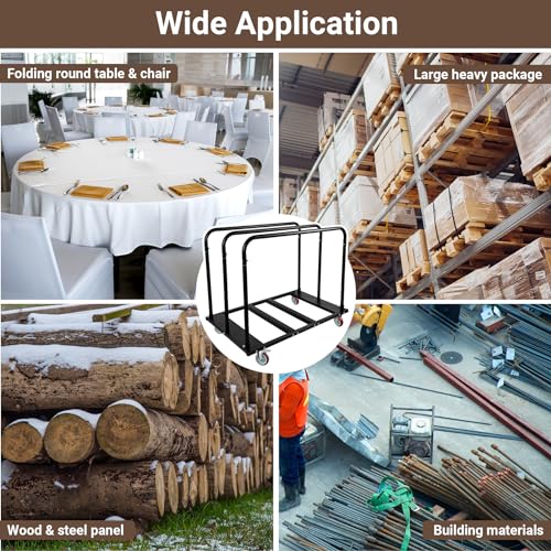 Folding Table Cart, Heavy Duty Drywall Dolly Cart 1800 LBS | Table Dolly w/ 5" PU Swivel Wheels, 10 Table Capacity for Party Events, Hotel, Factory, Warehouse, (45.6" L x 29" W x 39" H)
