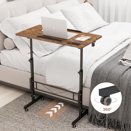 SIDUCAL Standing Desk Height Adjustable with Tiltable Tabletop, Rustic Brown - color: Brown, size: Upgraded