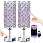 Hong-in Crystal Lamps Set of 2, 3 Way Dimmable Touch Lamp with Crystal Shade, Bedside Nightstand Lamps for Living Room Bedroom Home Office(Purple) - color: Purple