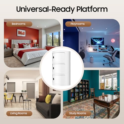 3 Tier Round Bedside Table, Round Storage Cabinet, Narrow Storage Cabinet for Bedroom Living Room Small Spaces (White) - color: White