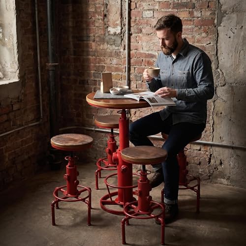 Topower Industrial Bar Table 38.58-48.43" Adjustable Pub Table Kitchen Dining Coffee Bistro Table Antique Red - color: Antique Red