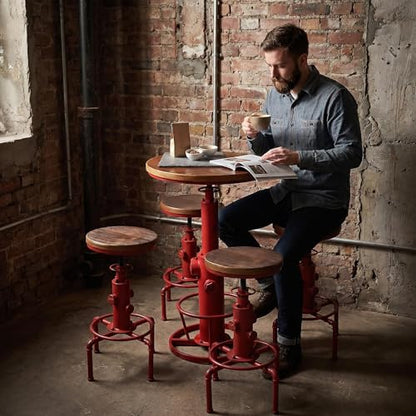 Topower Industrial Bar Table 38.58-48.43" Adjustable Pub Table Kitchen Dining Coffee Bistro Table Antique Red - color: Antique Red