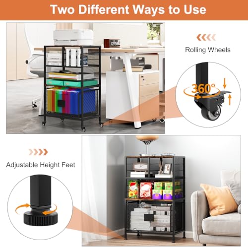 EasyPAG Rolling Cart with Storage Drawer, Under Desk Filling Cabinet with Mail Sorter, Pull Out Hanging File Rack for Letter Size Folders, Mobile Utility Craft Cart for Home Office, Black - size: Flexible Slots+1 Drawer