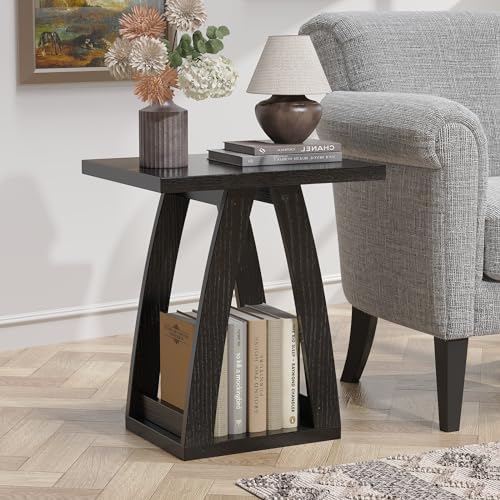 FROMJBEST End Tables Living Room, Side Table, Black End Table Set of 2 | Couch Side Table with Shelf, Modern End Table for Living Room, Bedroom, Nightstands Set of 2 - color: Black, size: 2