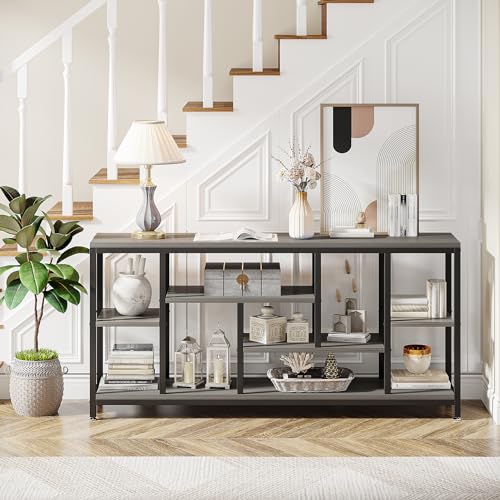 Tribesigns Console Sofa Table, 70.9 inch Extra Long Console Table Behind Couch with Storage Shelves, 3-Tier Modern Narrow Entryway Hallway Accent Table for Living Room, Grey - color: Grey