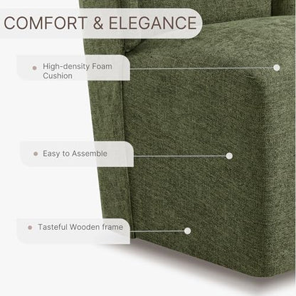 KISLOT Upholstered Dining Chairs Set of 1 with Casters, Wingback Modern Side Armless Deskchair with Rollers for Diningroom Bedroom Livingroom Reading Room, Green Fabric - color: A Green Fabric, size: Set of 1