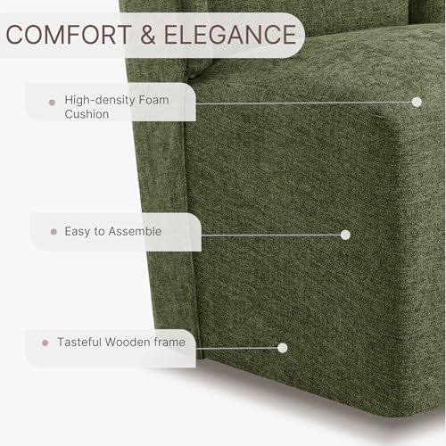 KISLOT Upholstered Dining Chairs Set of 2 with Casters, Wingback Modern Side Armless Deskchair with Rollers for Diningroom Bedroom Livingroom Reading Room, Green Fabric - color: A Green Fabric, size: Set of 2