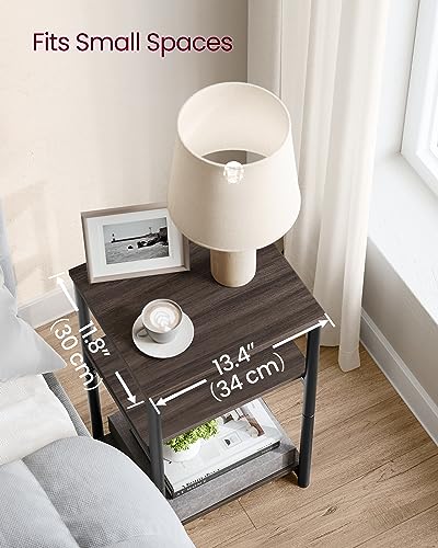 VASAGLE BARNET Collection - Side Table, Small End Table for Living Room, Modern Tall Nightstand, Bedroom, Office, Bathroom, Steel Frame, Chestnut Brown and Ink Black ULET273B74 - color: Chestnut Brown + Ink Black