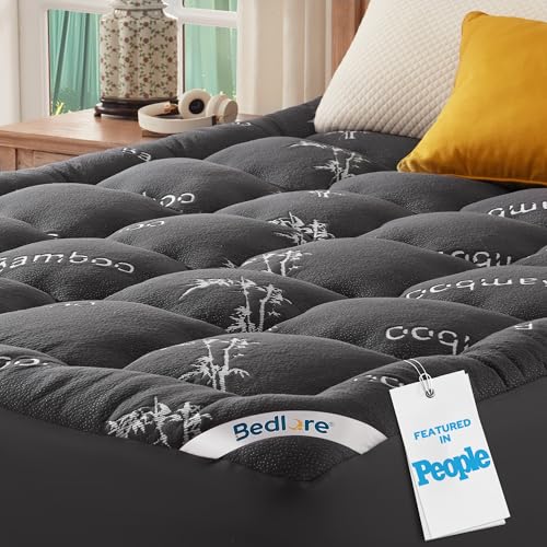 BEDLORE Twin Mattress Topper Viscose Derived from Bamboo, Thick Pillow Top Mattress Pad with Stretchable Pockets for 6"-15" Mattress, Soft Breathable Mattress Topper for Back Pain Relief(Dark Gray) - color: 2 Dark Gray, size: Twin