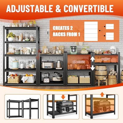 Garage Shelving, Heavy Duty Storage Shelves, Adjustable Boltless Units | Metal Shelving with Double Layer Posts, Industrial Steel Shelving for Garage Basement Warehouse Kitchen, Black, 31H*31W*14D - size: 31W*31H*14D-3T