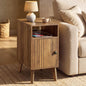 VASAGLE MAEZO Collection - End Table with Charging Station, Narrow Side Table, Nightstand with Tapered Legs, Curved Transitions, for Small Spaces, Bedroom, Honey Brown ULET329K101S - color: Honey Brown