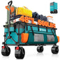 Originsure 300L Foldable Beach Wagon Cart with Big Wheels,560lbs,Turquoise | 48" Folding Utility Wagon,7" All-Terrain Wheels,Heavy Duty Frame,Compact&Space-Saving,for Camping,Sports,Grocery,Garden - color: Grey&turquoise