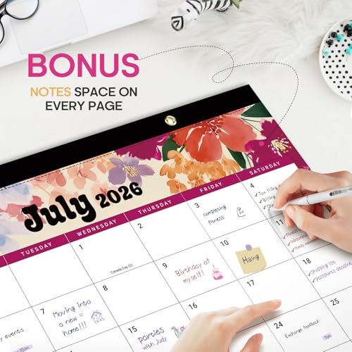 Desk Calendar 2026-2027, 18-Month Calendar Runs from July 2026 to December 2027, Large 17" x 12" Monthly Desktop & Wall Calendar for Home & Office - Vivid Bloom - color: d-Vivid Bloom, size: Jul 2026 – Dec 2027
