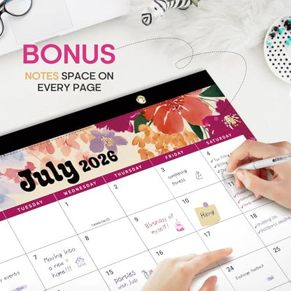 Desk Calendar 2026-2027, 18-Month Calendar Runs from July 2026 to December 2027, Large 17" x 12" Monthly Desktop & Wall Calendar for Home & Office - Vivid Bloom - color: d-Vivid Bloom, size: Jul 2026 – Dec 2027
