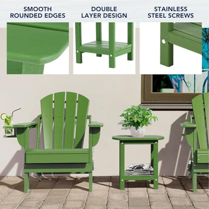 Nalone Adirondack Side Table, 16.5" Outdoor End Table, HDPE Plastic, Small for Patio (Lime) - color: Lime