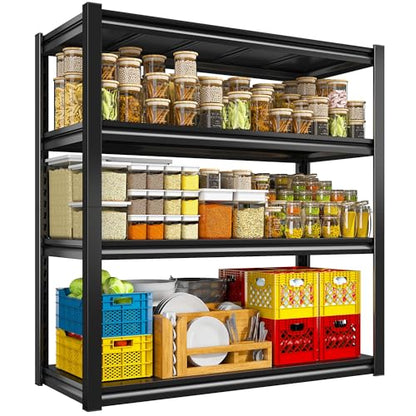 Raybee 40" W Garage Shelving, Storage Shelves 56.9" H, Metal Shelving Heavy Duty Load 1600LBS, Adjustable Metal Shelves for Storage Pantry Kitchen 40" W x 19.1" D x 56.9" H - size: 19.1"D x 40"W x 56.9"H,Black