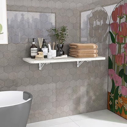 Wall Mounted Folding Table 40"x 16" with Removable Heavy-Duty Brackets Support Up to 200 Pounds Folding Desk for Small Space Home Laundry Room Office Rv Suitable for Solid Wall (Grey Marble Pattern) - color: Grey Marble Pattern