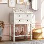 Knocbel Slim Antique Entry Console Table with Drawers & Bottom Open Shelf, Solid Wood Sofa Couch Table for Entryway Hallway Living Room (Ivory White) - color: Ivory White